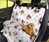 Cute Pugs Pink Heart Paw Pattern Dog Car Seat Covers