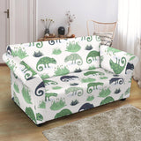 Chameleon Lizard Succulent Plant Pattern Loveseat Couch Slipcover