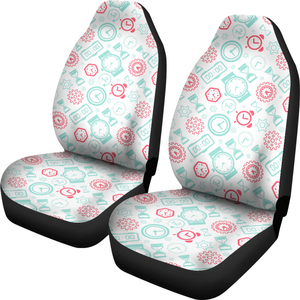 Clock Time Pattern Blackground Universal Fit Car Seat Covers