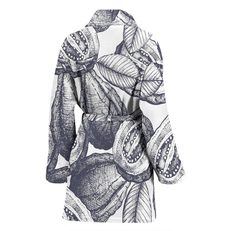 Guava Tropical Hand Drawn Pattern Women'S Bathrobe