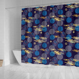 Blue Japanese Pattern Cloud Wave Flower Shower Curtain Fulfilled In US