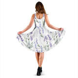 Hand Painting Watercolor Lavender Sleeveless Midi Dress