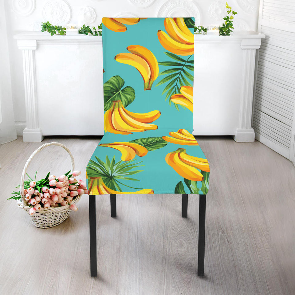 Banana Palm Leaves Pattern Background Dining Chair Slipcover