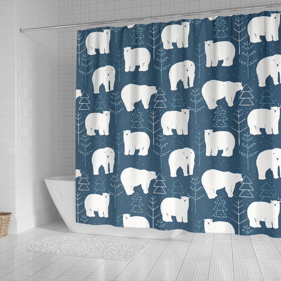 Polar Bear Mother Her Child Pattern Shower Curtain Fulfilled In US