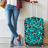 Green Leopard Skin Print Pattern Cabin Suitcases Luggages
