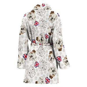 English Bulldog Pattern Print Design 01 Women's Bathrobe