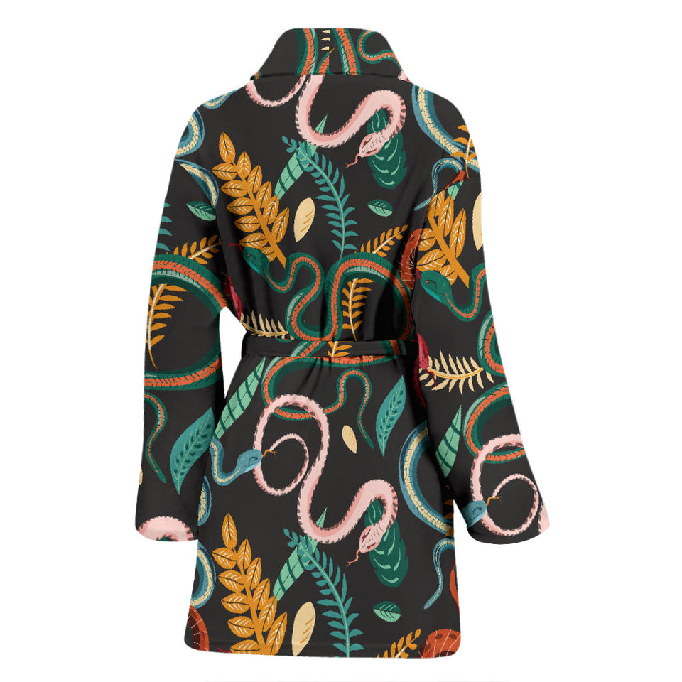 Colorful Snake Plant Pattern Women'S Bathrobe