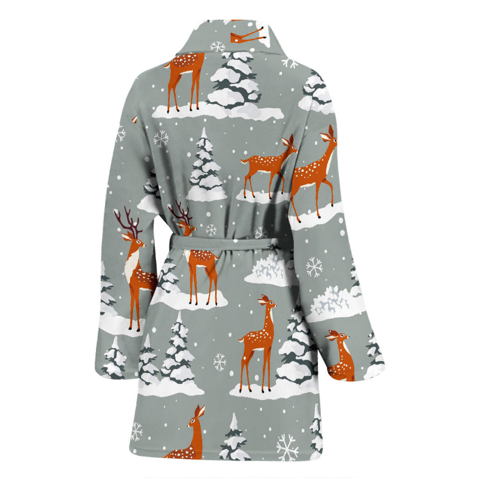 Beautiful Deers Winter Christmas Women'S Bathrobe