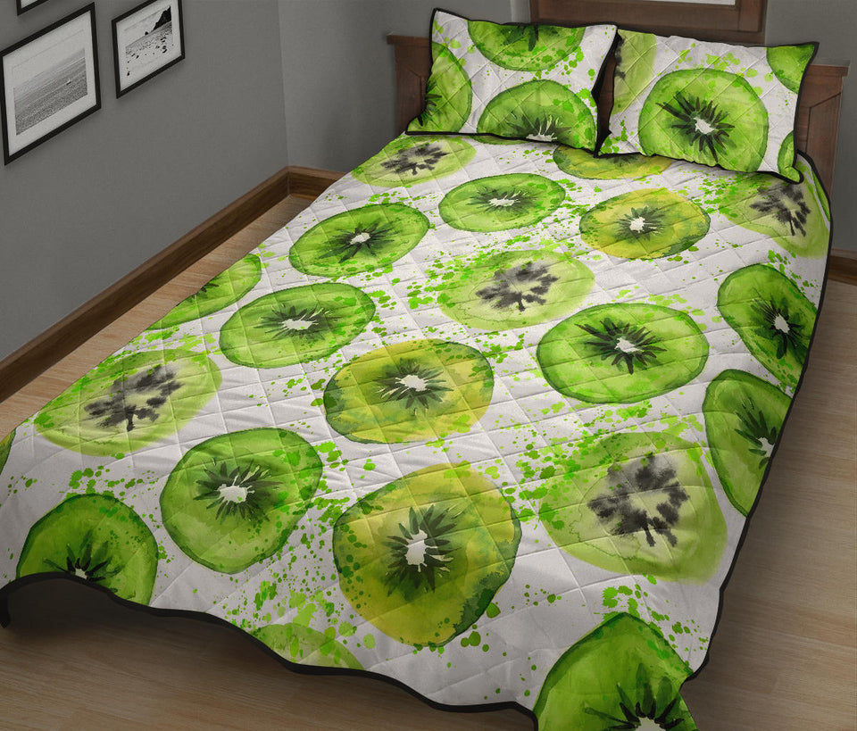 Watercolor kiwi pattern Quilt Bed Set