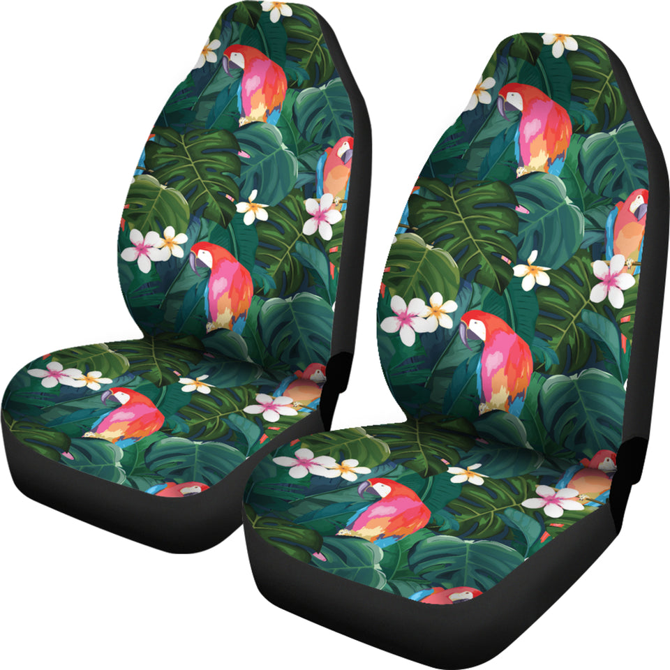 Parrot Palm Tree Leaves Flower Hibiscus Pattern  Universal Fit Car Seat Covers