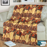Camel Polynesian Tribal Design Pattern Premium Blanket