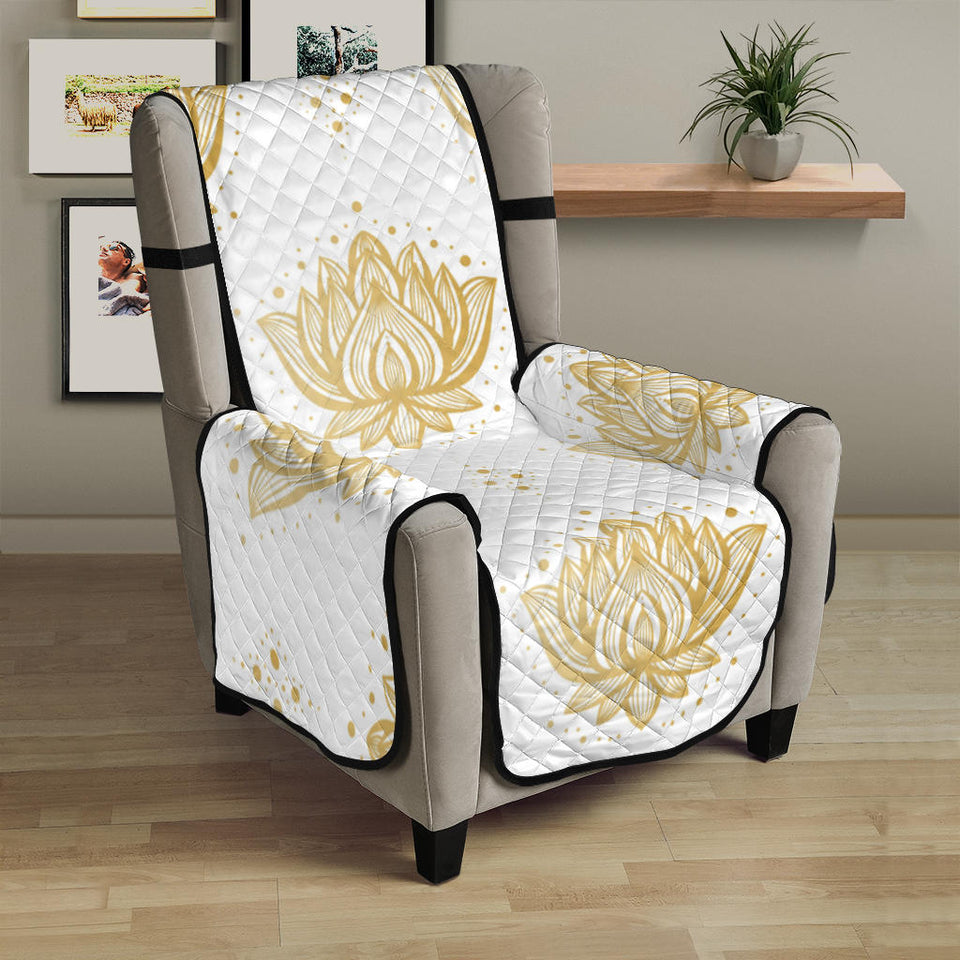 Gold Ornamental lotue waterlily symbol pattern Chair Cover Protector