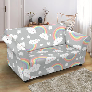 Cute Rainbow Clound Star Pattern Loveseat Couch Slipcover