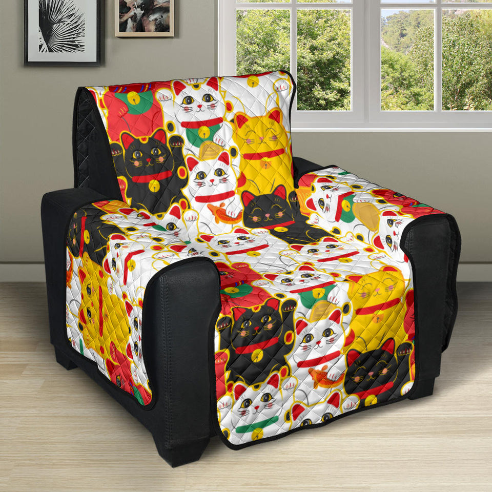Colorful Maneki Neko Lucky Cat pattern Recliner Cover Protector
