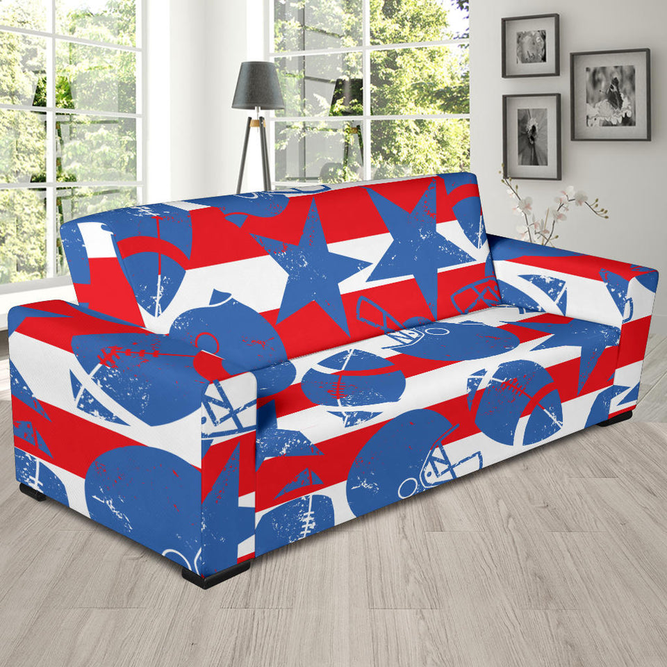 American Football Ball Star Stripes Pattern Sofa Slipcover