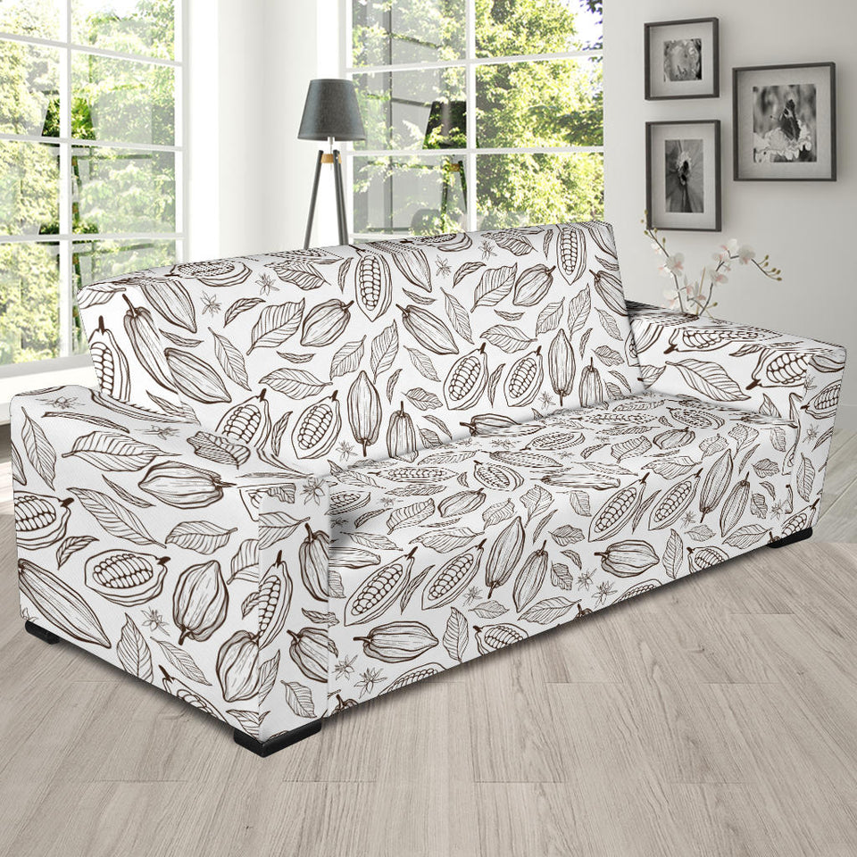 Cocoa Beans Leaves Pattern Sofa Slipcover