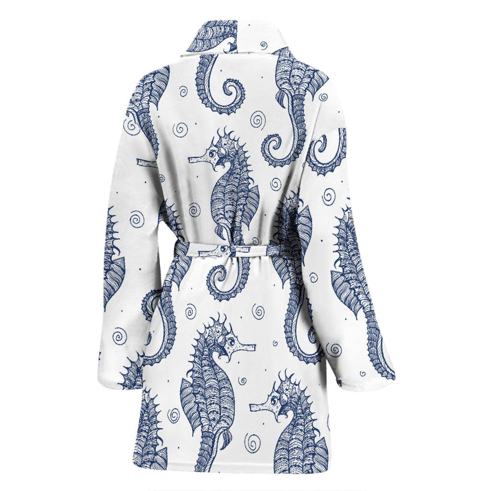 Seahorse Pattern Background Women'S Bathrobe
