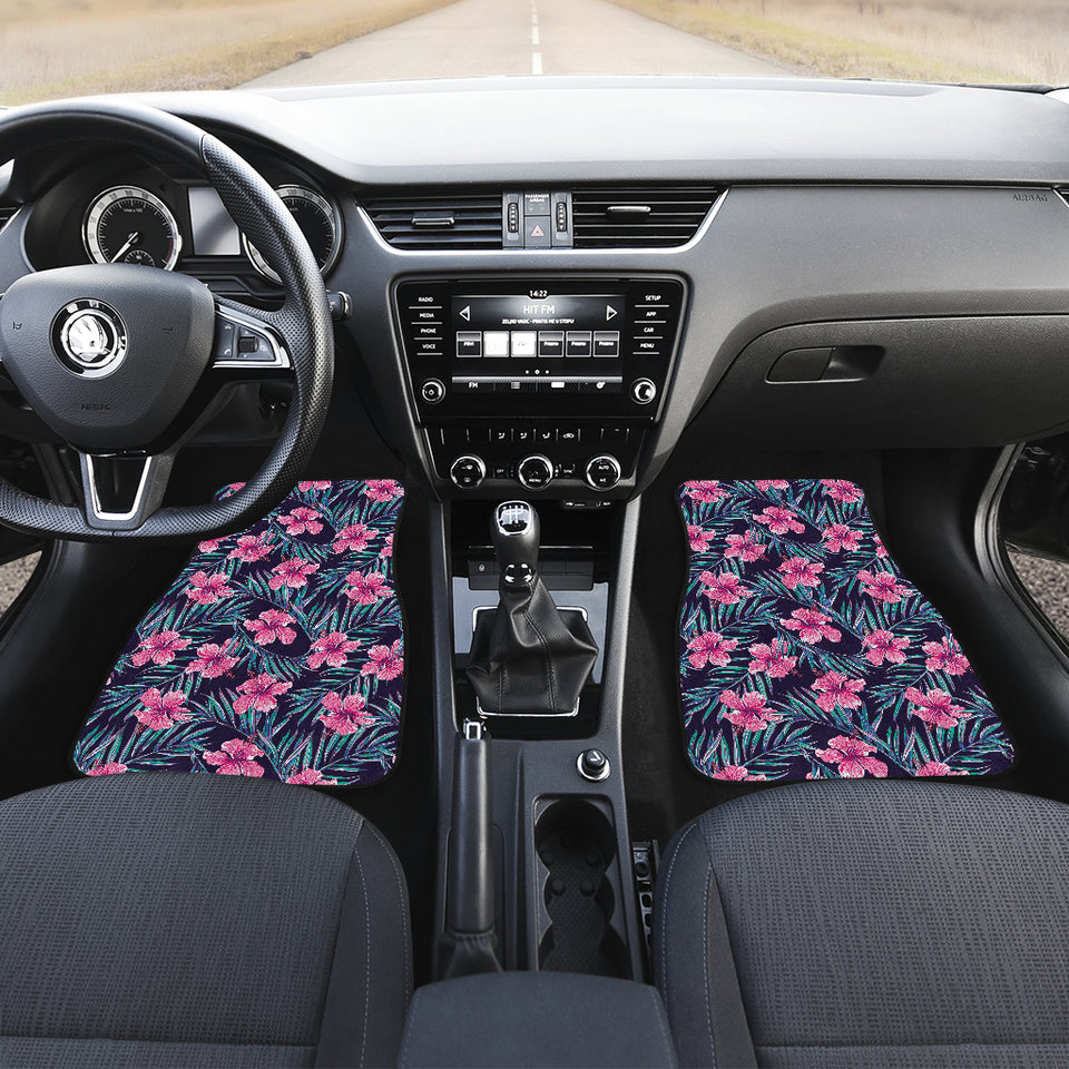 Hibiscus Pattern Print Design 05 Front and Back Car Mats