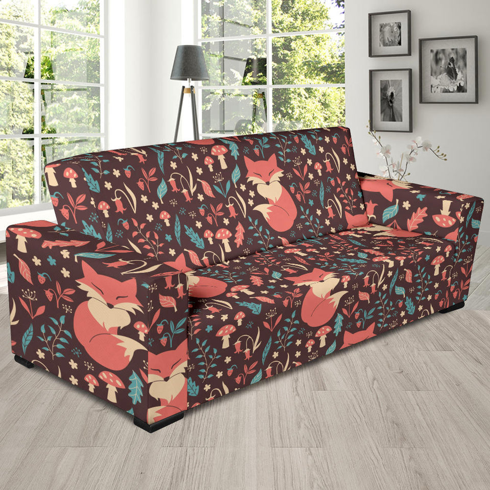 Fox Leaves Mushroom Pattern Sofa Slipcover