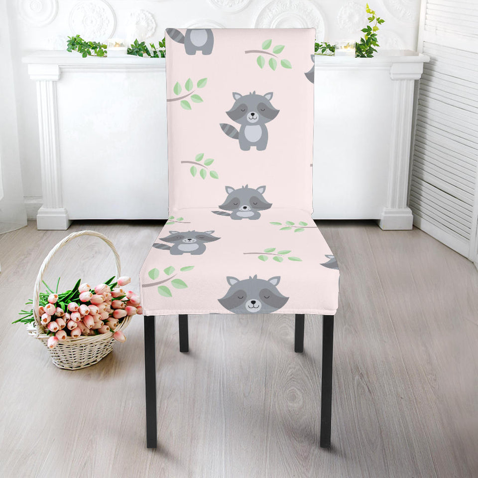 Cute Raccoons Leaves Pattern Dining Chair Slipcover