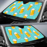 Beer Pattern Green Background Car Sun Shade