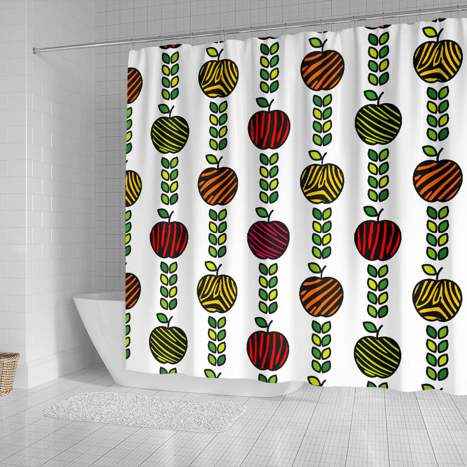 Colorful Apples Leave Zebra Stripe Shower Curtain Fulfilled In US