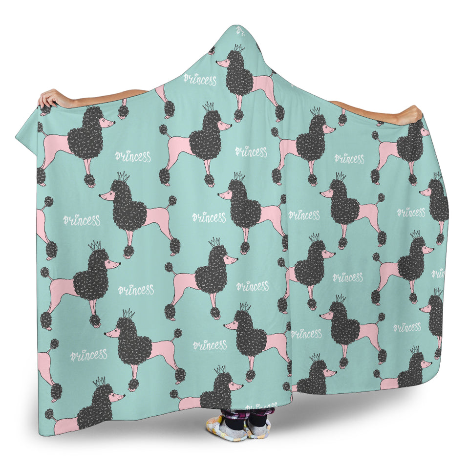 Poodle Dog Green Background Hooded Blanket
