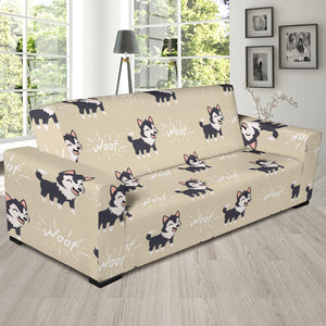 Cute Siberian Husky Sofa Slipcover