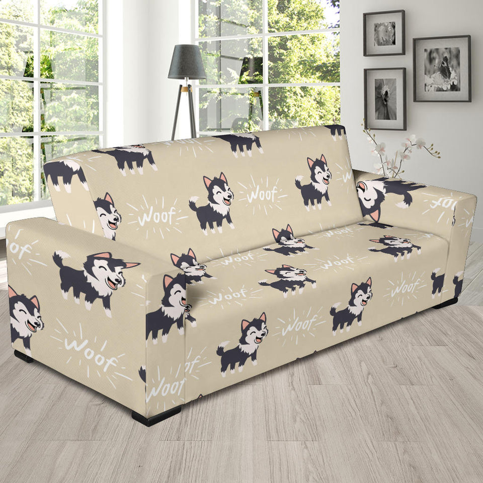 Cute Siberian Husky Sofa Slipcover