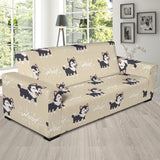 Cute Siberian Husky Sofa Slipcover