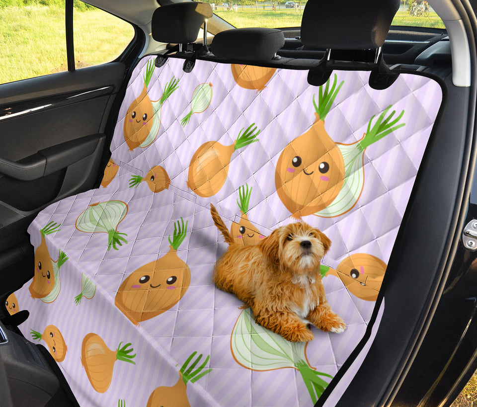 Cute Onions Smiling Faces Purple Background Dog Car Seat Covers