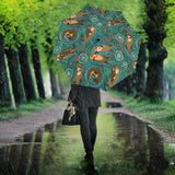 Cute Brown Sea Otters Ornamental Seaweed Corals Green Water Umbrella