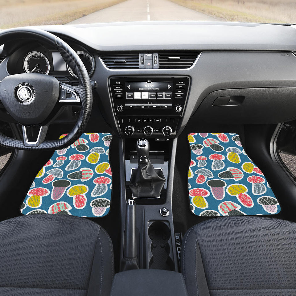 Colorful Mushroom Design Pattern Front And Back Car Mats