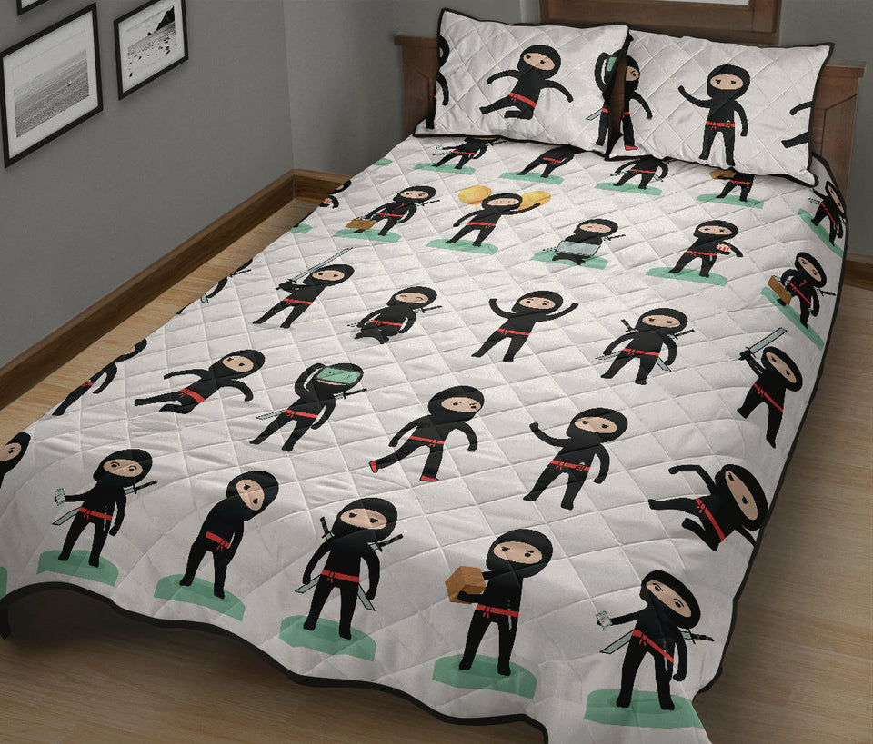 Cute ninja katana sword pattern Quilt Bed Set