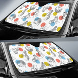 Siberian Husky And Colorful Circle Pattern Car Sun Shade