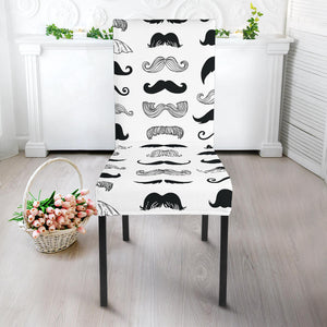 Mustache Beard Pattern Print Design 04 Dining Chair Slipcover