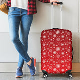 Snowflake Pattern Red Background Cabin Suitcases Luggages
