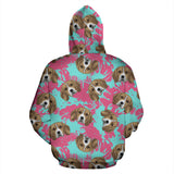 Beagle Muzzles Turquoise Paint Splashes Pink Pattern Zip Up Hoodie