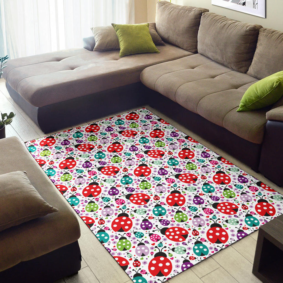 Ladybug Pattern Print Design 03 Area Rug