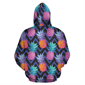 Pineapples Pattern Zigzag Background Men Women Pullover Hoodie