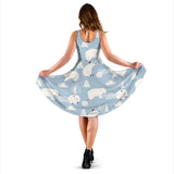 Cute Polar Bears Christmas Decoration Pattern Sleeveless Midi Dress