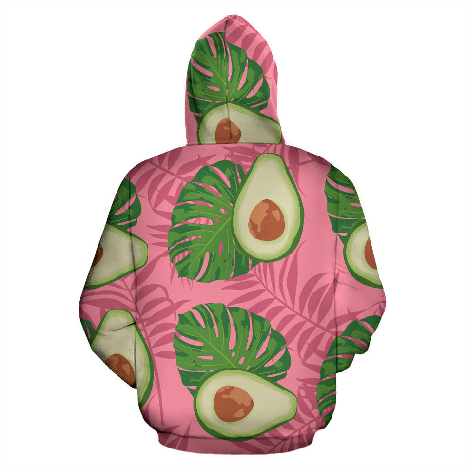 Avocado Slices Leaves Pink Back Ground Men Women Pullover Hoodie