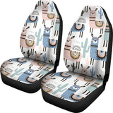 Lama Alpaca Cactus Hand Drawn Pattern Universal Fit Car Seat Covers