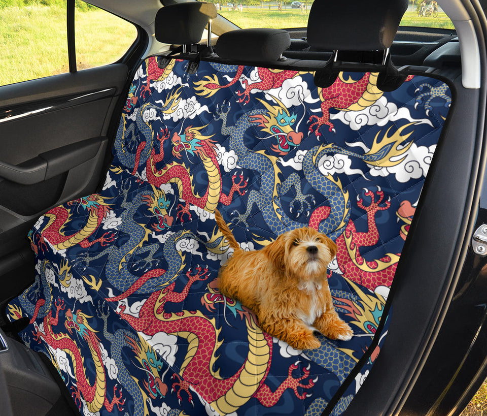 Blue Red Dragon Cloud Pattern Dog Car Seat Covers