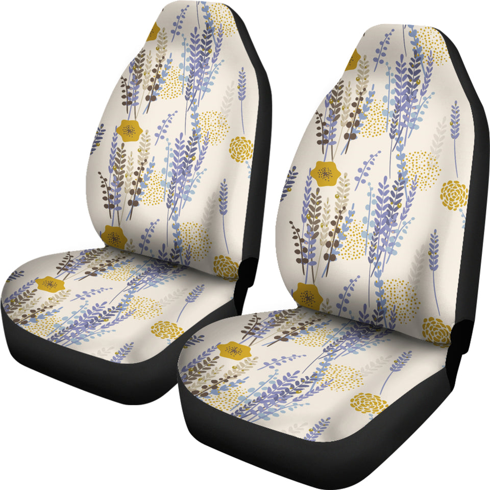 Lavender Modern Pattern Blackground Universal Fit Car Seat Covers
