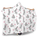 Watercolor Cute Rabbit Pattern Hooded Blanket