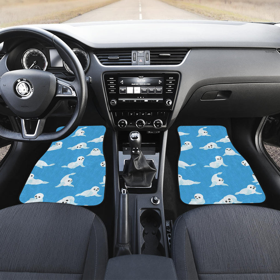 Cute Sea Lion Seal Pattern Background Front And Back Car Mats