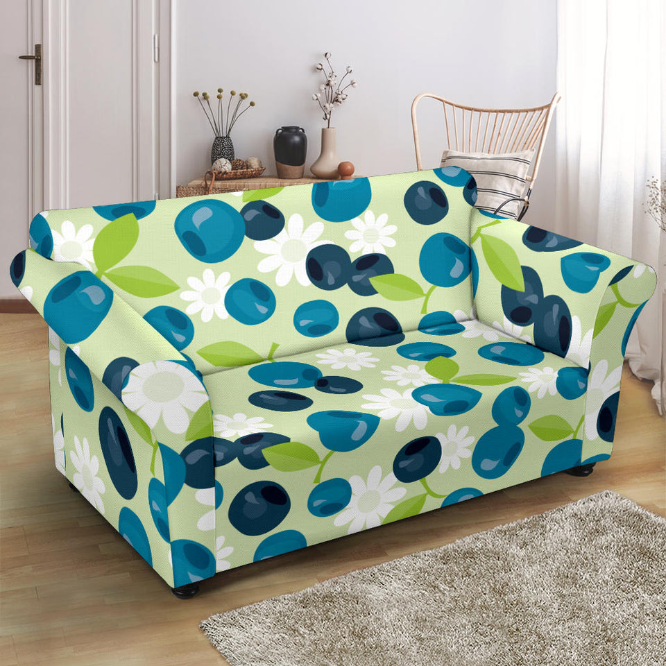 Blueberry Flower Pattern Loveseat Couch Slipcover