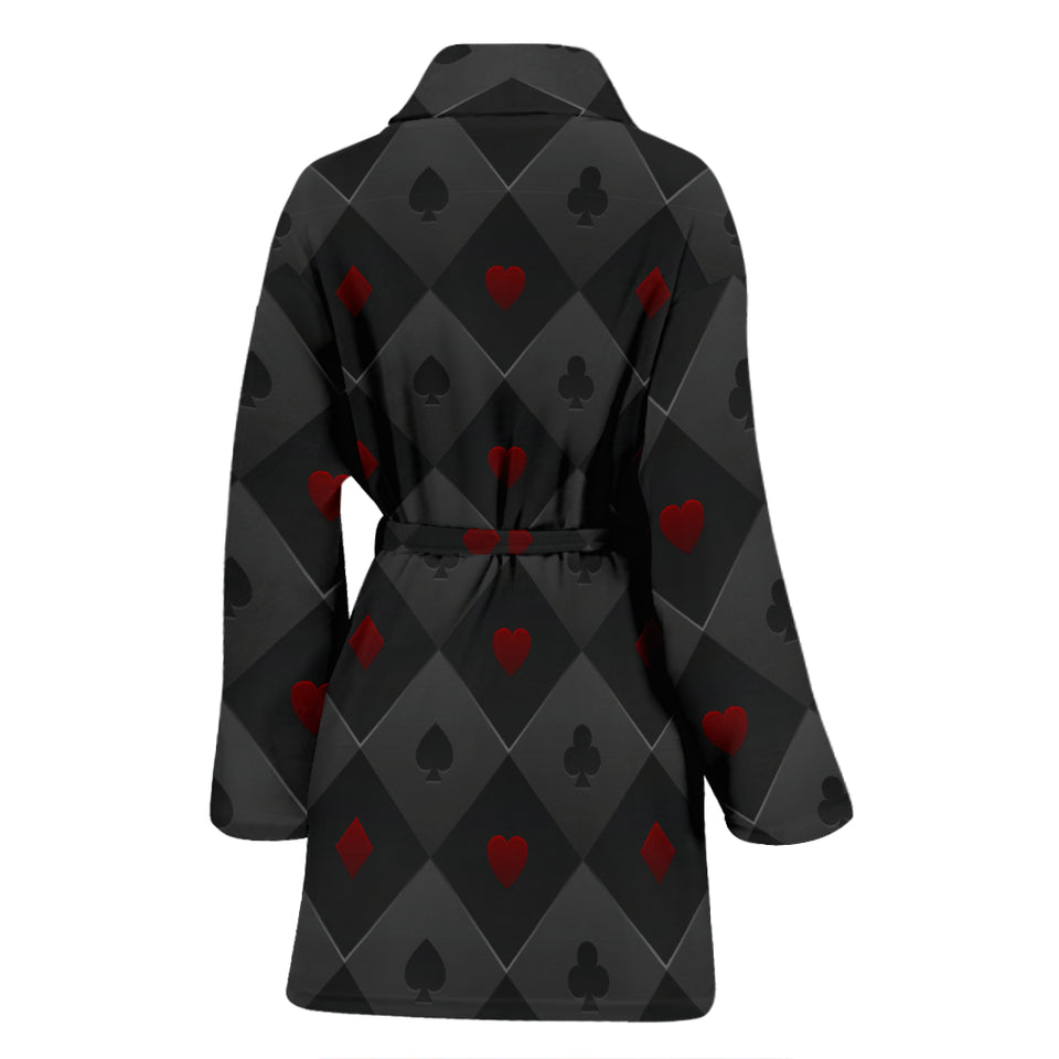 Casino Cards Suits Pattern Print Design 05 Women's Bathrobe