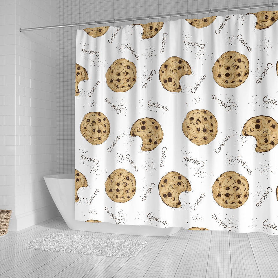Sketch Style Cookie Pattern Shower Curtain Fulfilled In US